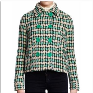 NWT Vertigo Paris Green Double Breasted Tweed Coat M